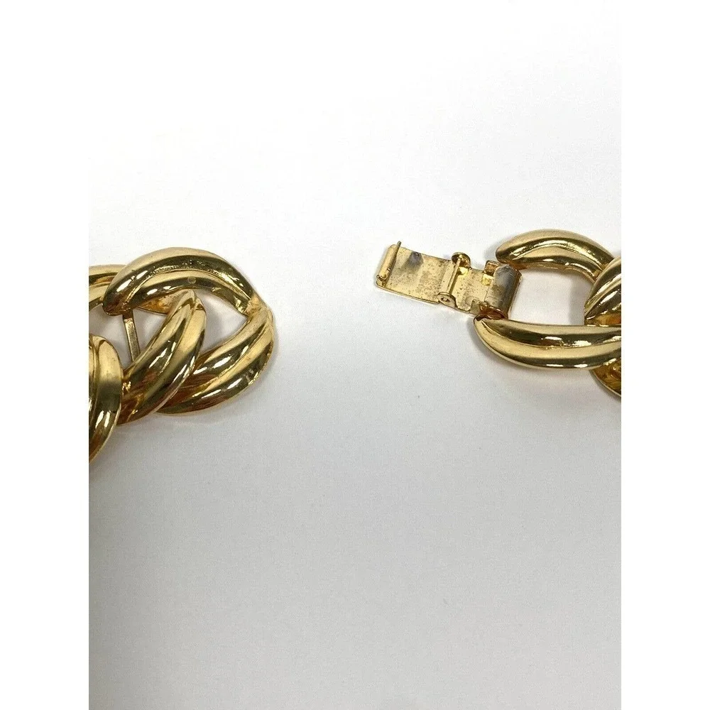 Necklace Gold Tone Metal Double Linked Chain Gold Tone 17” - Picture 5 of 7